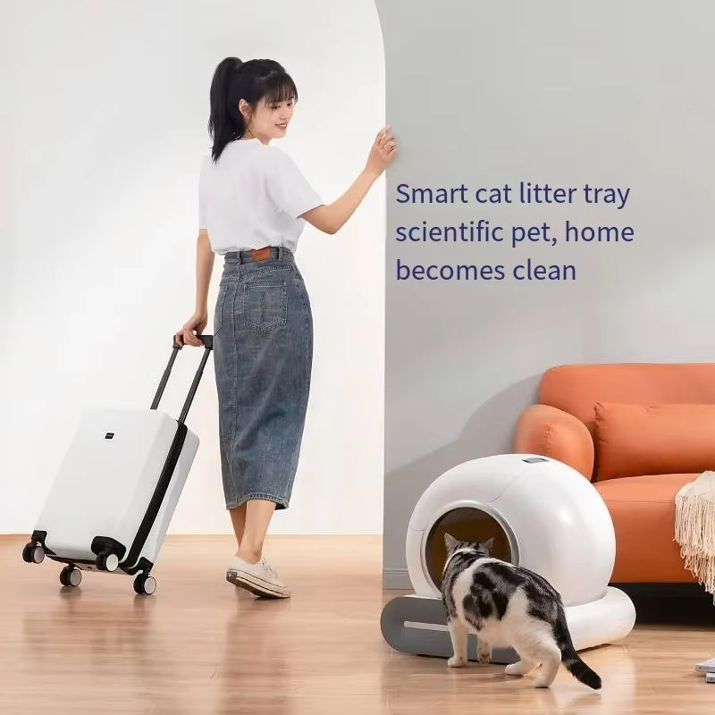 65L Automatic Smart Cat Litter Box Closed Cat Litter Box Self Cleaning Application Control Ionic Fragrance Pet Toilet Trash Tray