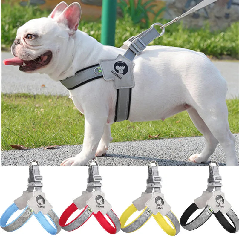 Dog Harness Adjustable Pet Harness Vest for Small Large Dogs Cats Reflective Mesh Dog Chest Strap French Bulldog Walk Training