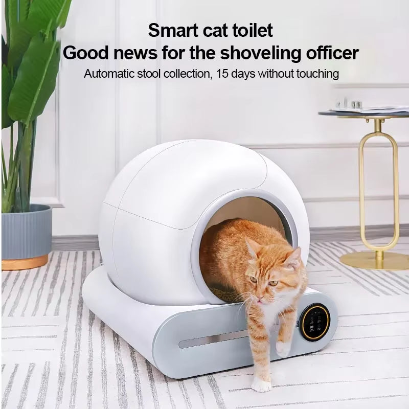 65L Automatic Smart Cat Litter Box Closed Cat Litter Box Self Cleaning Application Control Ionic Fragrance Pet Toilet Trash Tray