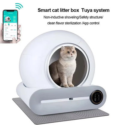 65L Automatic Smart Cat Litter Box Closed Cat Litter Box Self Cleaning Application Control Ionic Fragrance Pet Toilet Trash Tray