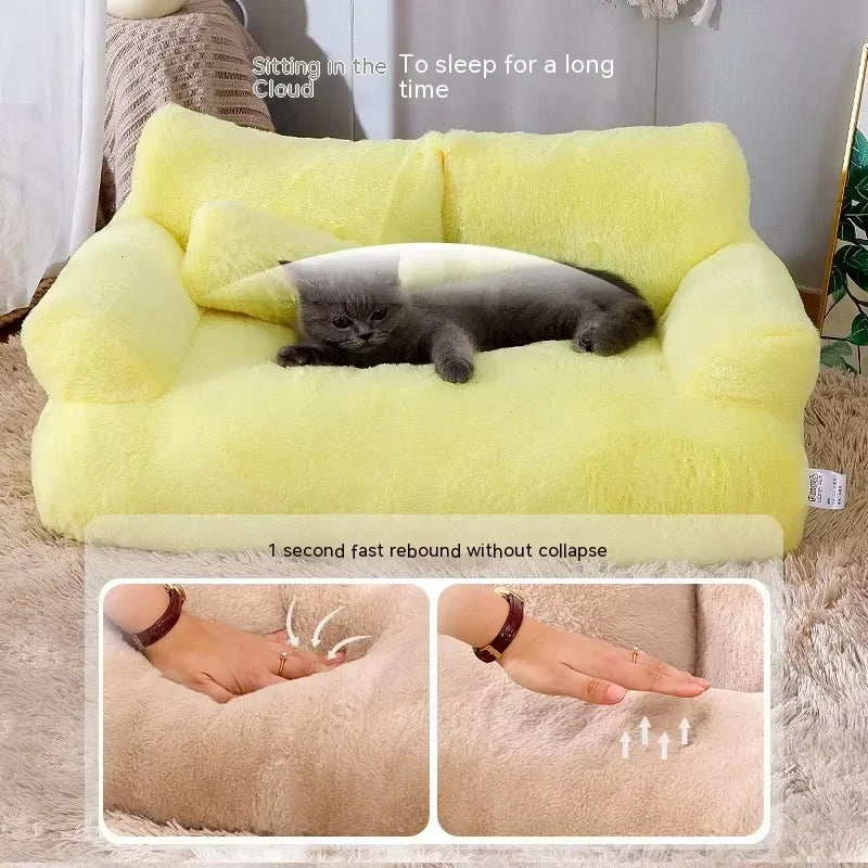 Plush Soft Cat Bed Sofa Dog Winter Warm Large Pet Cats Sofas Suitable for Small Medium Dogs Comfortable Sleep Pets Beds Supplies