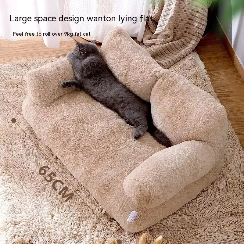 Plush Soft Cat Bed Sofa Dog Winter Warm Large Pet Cats Sofas Suitable for Small Medium Dogs Comfortable Sleep Pets Beds Supplies