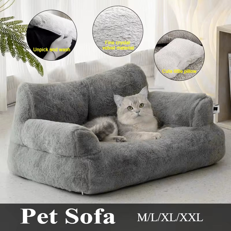 Plush Soft Cat Bed Sofa Dog Winter Warm Large Pet Cats Sofas Suitable for Small Medium Dogs Comfortable Sleep Pets Beds Supplies