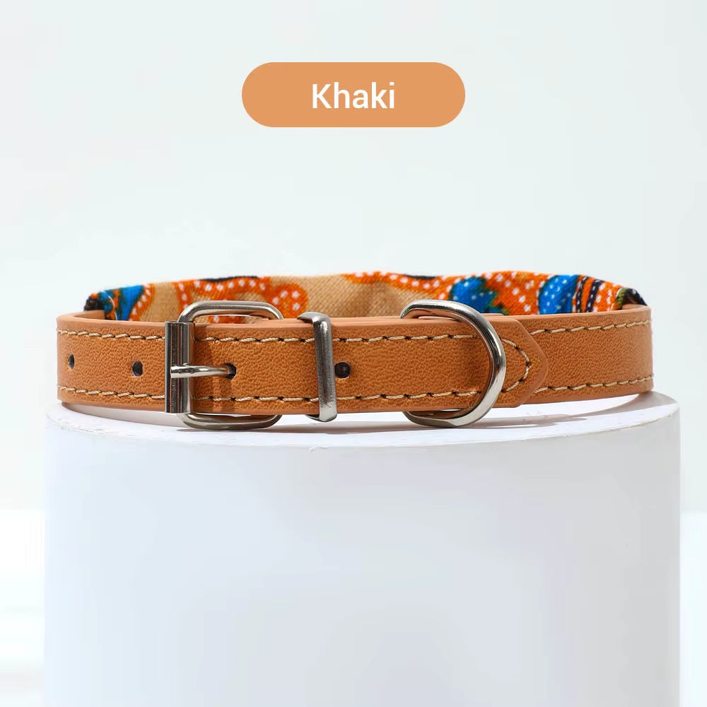 Adjustable Pets Banbana Collar PU Neck Scarf with Printed for Small Medium Large Dogs Cat Puppy Accessories Triangle Scarf XS-L